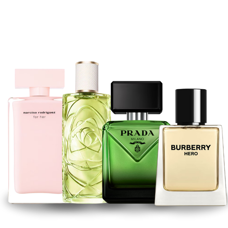 Especial Dia dos Namorados Combo de 4 Perfumes Narciso Rodriguez, Off Now, Burberry Hero, Prada Paradigme 100ml